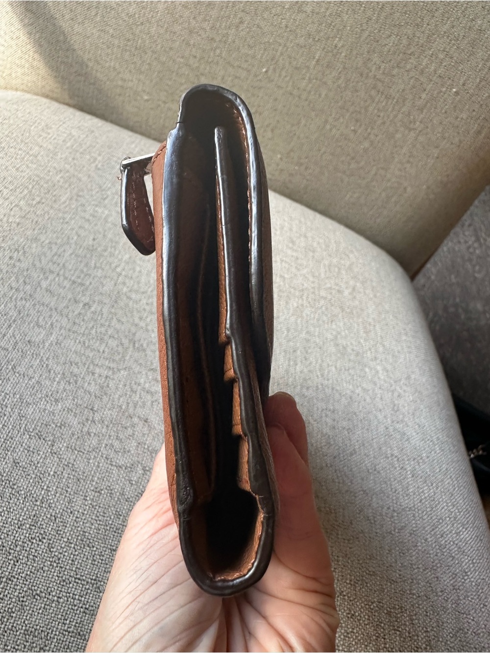 Coach Tri-fold Leather Wallet in Cognac Brown - Picture 11 of 14